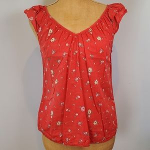 Red Cotton Floral Print Top - Old Navy - Small